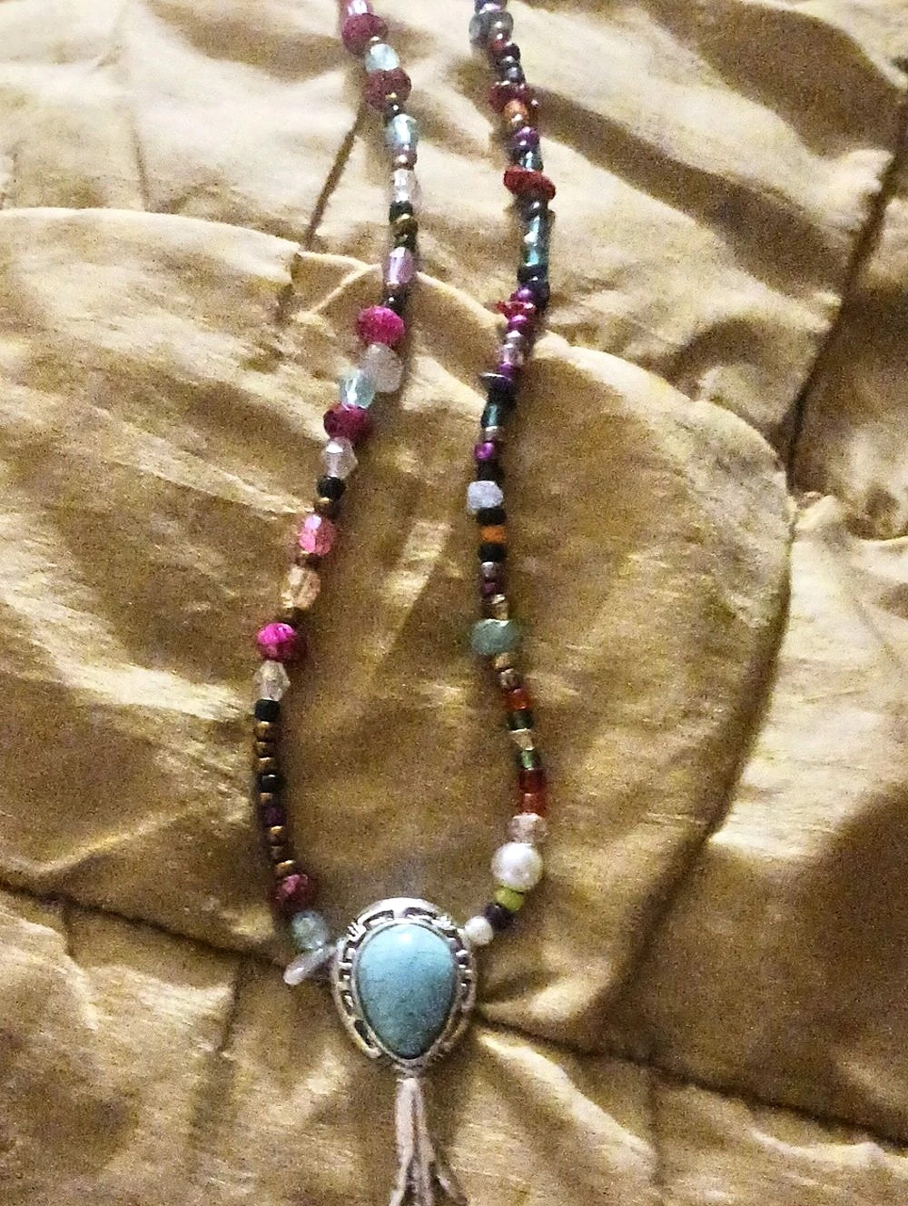 Multicolor Beaded Pendant Necklace
